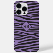 Coques Case-Mate iPhone Zèbre Imprimer Violet Noir Grilles Monogrammes (Verso)