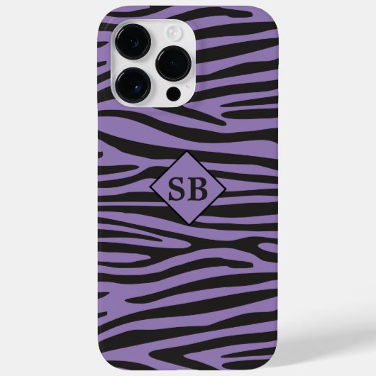 Coques Case-Mate iPhone Zèbre Imprimer Violet Noir Grilles Monogrammes (Verso)