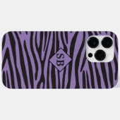 Coques Case-Mate iPhone Zèbre Imprimer Violet Noir Grilles Monogrammes (Verso (horizontal))