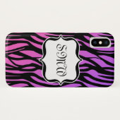 Coques Case-Mate iPhone Zèbre pourpre/rose chaud barre le monogramme (Dos (Horizontal))