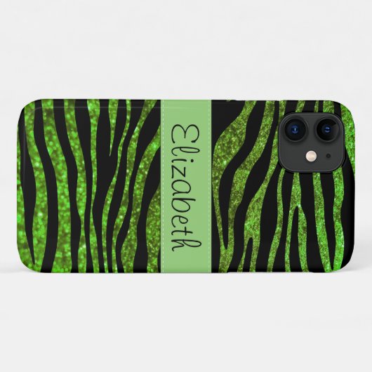 Coques Case-Mate iPhone Zèbre Vert, Zèbre Parties scintillant, Zèbre Impri (Dos (Horizontal))