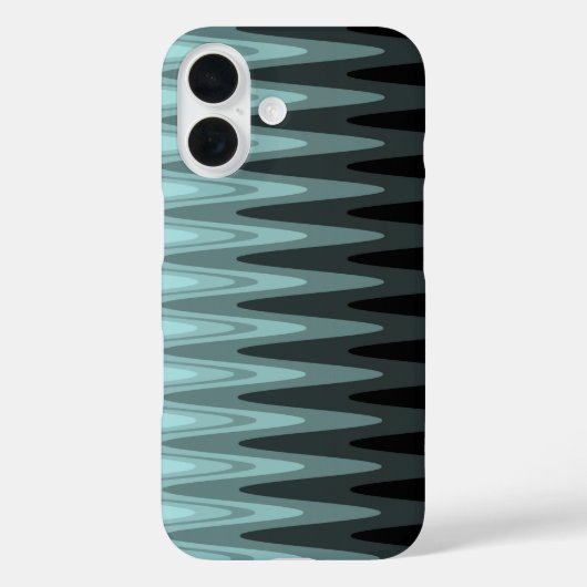 Coques Case-Mate iPhone Zig Zag Turquoise noir Motif gris (Verso)