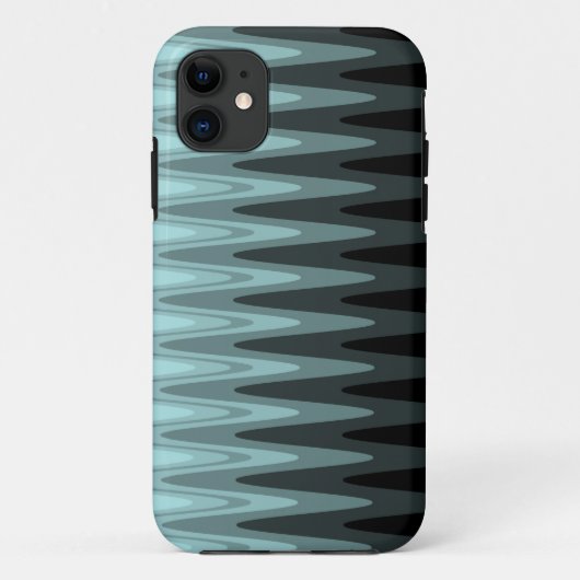 Coques Case-Mate iPhone Zig Zag Turquoise noir Motif gris (Dos)
