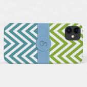 Coques Case-Mate iPhone Zigzag bleu, Zigzag vert, Chevron, Monogramme (Dos (Horizontal))
