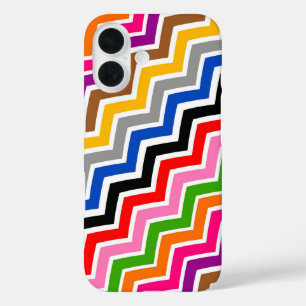 Coques iPhone 16 Zigzag Chevron multicolore Conception Motif