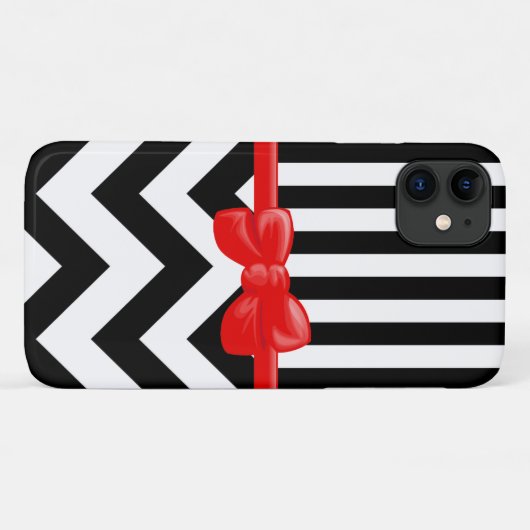 Coques Case-Mate iPhone Zigzag, chevron, stripes, Black and White (Dos (Horizontal))