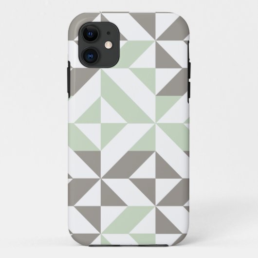 Coques Case-Mate iPhone ZigZag géométrique Sage Green et Silver (Dos)