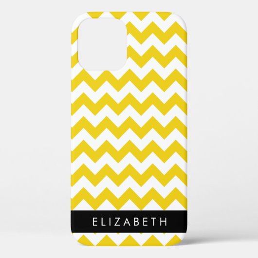 Coques Case-Mate iPhone Zigzag Jaune, Chevron Jaune, Votre Nom (Verso)