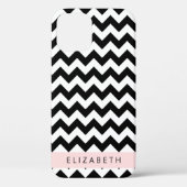 Coques Case-Mate iPhone Zigzag noir et blanc, Motif Chevron, Votre nom (Verso)