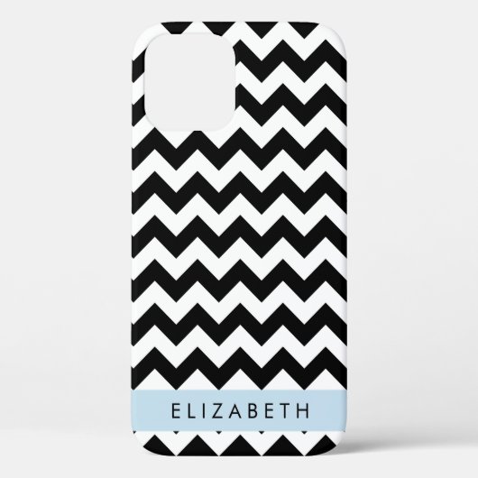 Coques Case-Mate iPhone Zigzag noir et blanc, Motif Chevron, Votre nom (Verso)