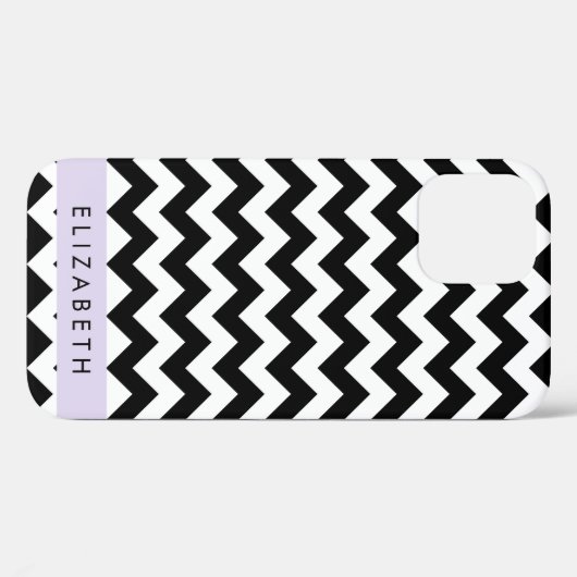 Coques Case-Mate iPhone Zigzag noir et blanc, Motif Chevron, Votre nom (Verso (horizontal))