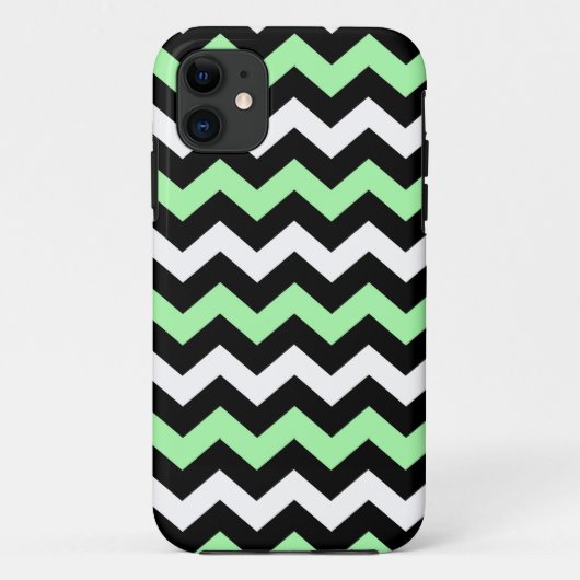 Coques Case-Mate iPhone Zigzag patroon (zwart, groen, wit) (Dos)