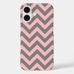 Coques iPhone 16 Zigzag rose et gris