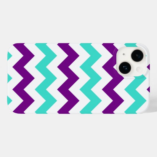 Coques Case-Mate iPhone Zigzag turquoise et violette (Verso (horizontal))