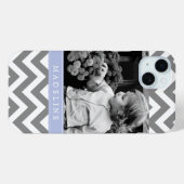 Coques Case-Mate iPhone Zigzags Gray et Periwinkle Personnalisé (Verso (horizontal))