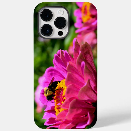 Coques Case-Mate iPhone Zinnia rose avec bourdon fleurs roses mignonette a (Verso)