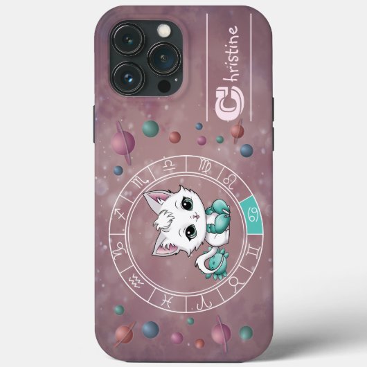 Coques Case-Mate iPhone Zodiac Cancer mignon Chat Roue Planète Astrologie (Verso)