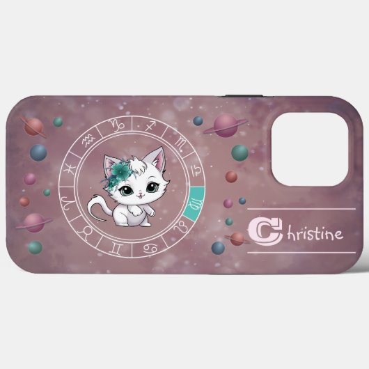 Coques Case-Mate iPhone Zodiac Virgo Cute Chat Roue Planète Astrologie (Verso (horizontal))