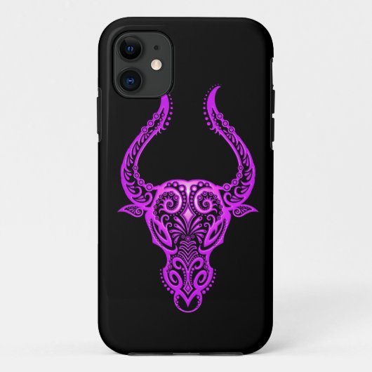 Coques Case-Mate iPhone Zodiaque pourpre complexe de Taureau sur le noir (Dos)