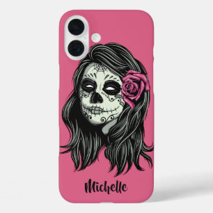 Coques iPhone 16 Plus Zombie Femme personnalisation nom et couleur des c