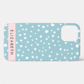 Coques Case-Mate iPhone Zones Dalmatiennes Bleues, Points Dalmatiens, Votr (Verso (horizontal))