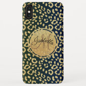 Coques Case-Mate iPhone Zones en peau de léopard d'or monogramme (Dos)