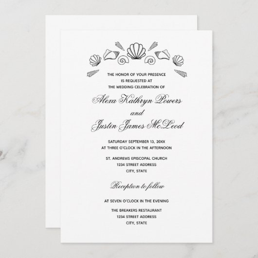 Coques de mer - Faire-part de mariage (Devant / Derrière)