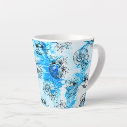 Coques de mer Latte Mug (Angle droit)