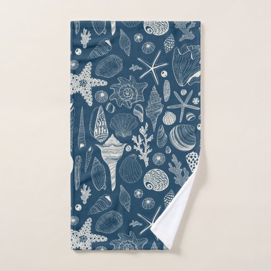 Coques de mer sur bleu foncé (Serviette à main)