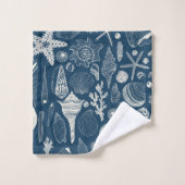 Coques de mer sur bleu foncé (Gant de toilette)