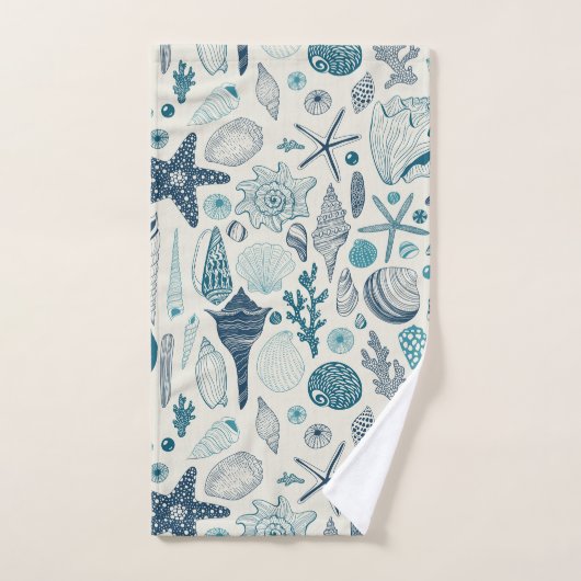 Coques de mer sur le blanc (Serviette à main)