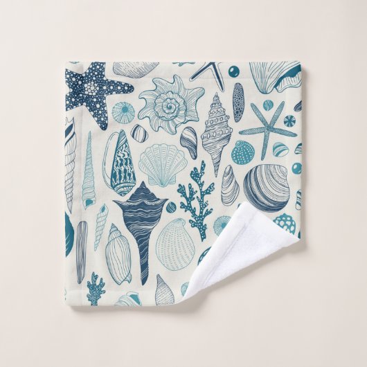Coques de mer sur le blanc (Gant de toilette)