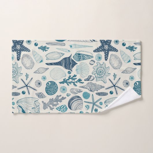 Coques de mer sur le blanc (Serviette à main)