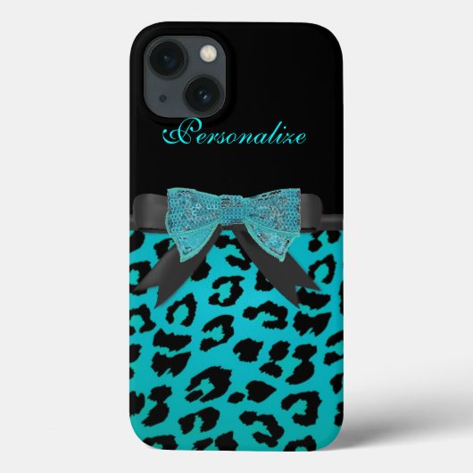 Coques ipad motif Monogram, Turquoise Cheetah (Verso)