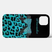 Coques ipad motif Monogram, Turquoise Cheetah (Verso (horizontal))
