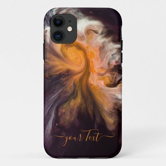 Coques iphone abstraits de monogramme orange-noir. (Dos)