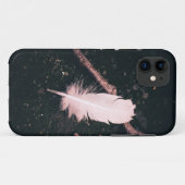 Coques iphone abstraits en plumes roses (Dos (Horizontal))