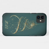 Coques iphone de l'arbre de Noël d'or (Dos (Horizontal))