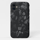 Coques iphone de monogramme en pierre gris foncé (Dos)