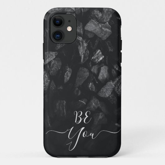 Coques iphone de monogramme en pierre gris foncé (Dos)