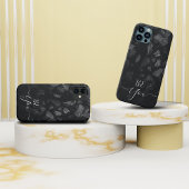 Coques iphone de monogramme en pierre gris foncé