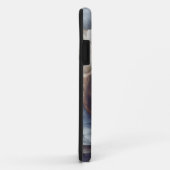 Coques iphone de peinture abstrait bleu et marron (Dos/Droite)