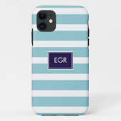 coques iphone Monogrammes (Aqua/Navy) (Dos)