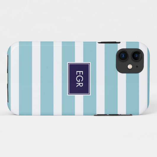 coques iphone Monogrammes (Aqua/Navy) (Dos (Horizontal))