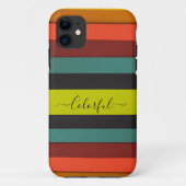 Coques iphone monogrammes rayés orange vert noir (Dos)