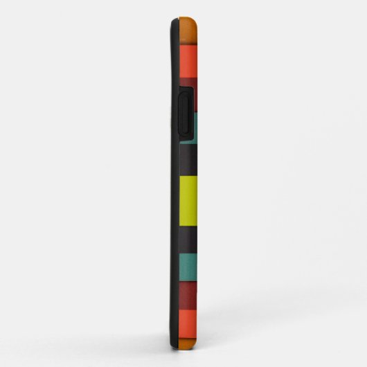 Coques iphone monogrammes rayés orange vert noir (Dos/Droite)