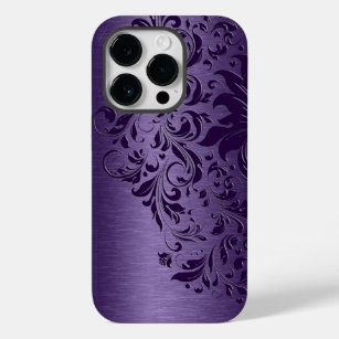 Coques Pour iPhone Dentelle violette en aluminium brossé métallisé vi