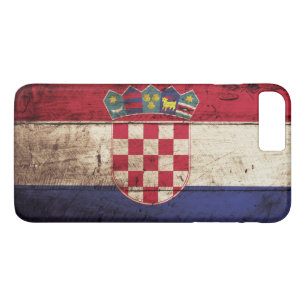 Coques Pour iPhone Drapeau de la Croatie sur le vieux grain en bois