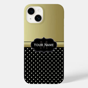 Coques Pour iPhone Glamour Luxe Stlyle Or Noir Blanc Polka Point