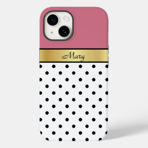 Coques Pour iPhone Sweet Girly Honeysuckie rose blanc Polka point